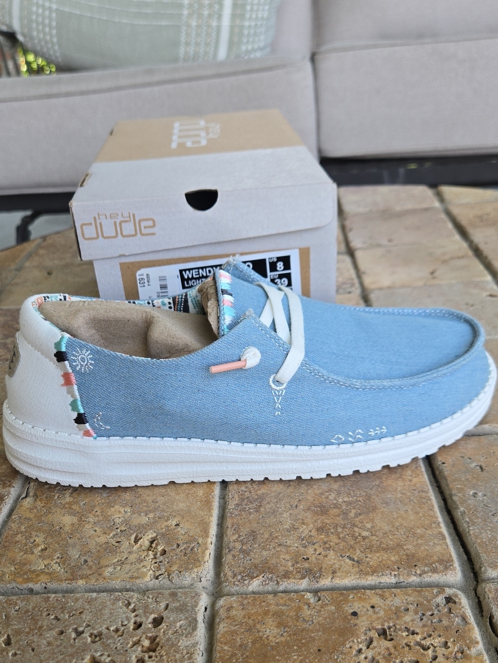 Hey Dude Light Denim Blue Casual Slip-On Loafers - Picture 5 of 6
